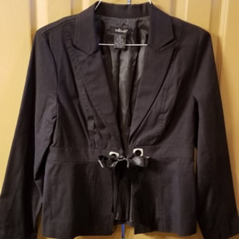 Willi Smith Black Ribbon Tied Blazer Sz 8